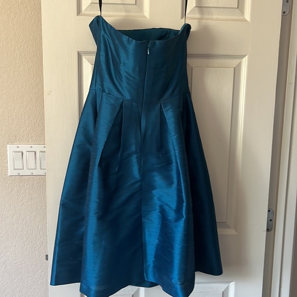 Alfred sung teal peacock cocktail party strapless prom dress w/pocket Size10 New - Picture 4 of 6